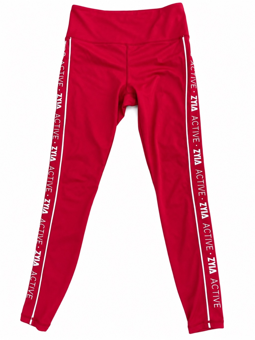 ZYIA Red Athletic Leggings with Side Logo Stripes